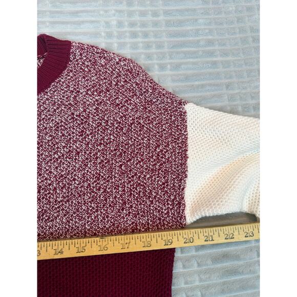 Womens Anthropologie Color Block Sweater Maroon And White Checkered Pattern XS - Picture 5 of 8